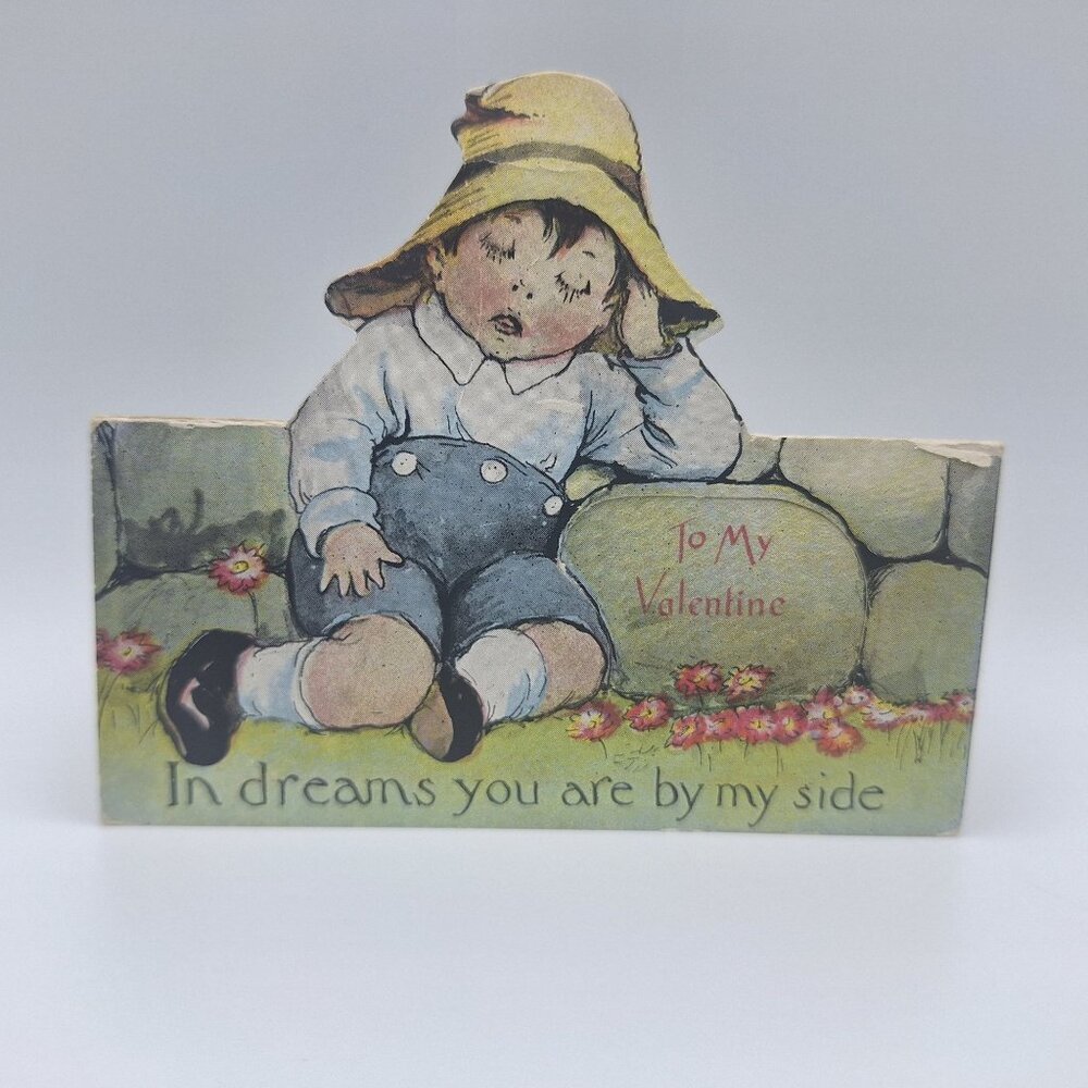 Vintage Valentine Cutout Card Boy In Hat Series 267 Dreamy Romantics Collectible